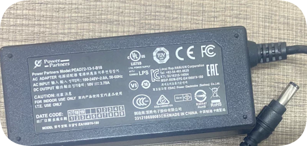 *Brand NEW* Power Partners PEAD72-13-1-B18 AC Adapter, 18V 3.78A 72W Power Supply Charge